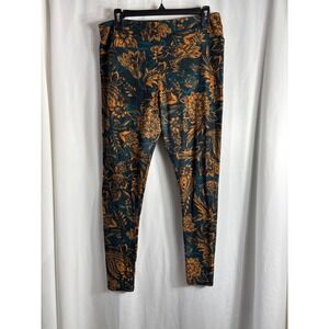 Lularoe Leggings Floral Print Teal‎ Orange TC